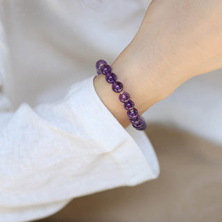 Buddha Gift Amethyst Crystal Moon Star Healing Bracelet