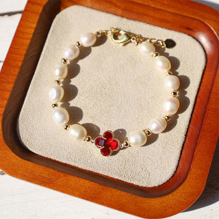 Buddha Gift Pearl Four Leaf Clover Wealth Chain Bracelet