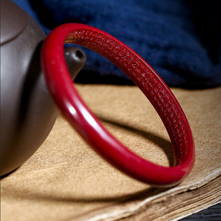 Buddha Gift Cinnabar Heart Sutra Engraving Blessing Bangle Bracelet