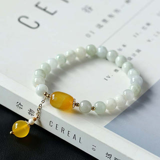 Buddha Gift Natural White Jade Agate Protection Bracelet