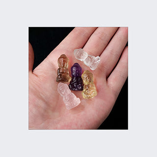 Buddha Gift Various Crystal Amethyst Pink Crystal White Crystal Citrine Buddha Carved Spiritual Healing Necklace Pendant Decoration