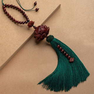 Buddha Gift Tibetan Small Leaf Red Sandalwood Lotus Luck Protection Tassel Decoration