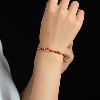 Buddha Gift Handmade Cinnabar Dumplings Design Luck Braided Red Rope Bracelet