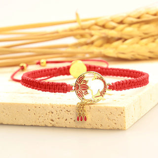 Buddha Gift Tibetan Handmade Lotus Koi Fish Lucky Red String Bracelet
