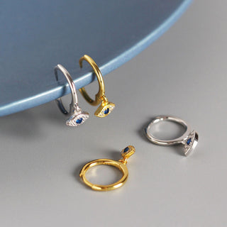Buddha Gift 925 Sterling Silver Evil Eye Blessing Protection Stud Earrings