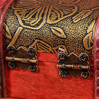 Buddha Gift Retro Small Wood Jewelry Box Lotus Golden Grape Copper Coin Daffodil Grass Flower Jewelry Storage Box