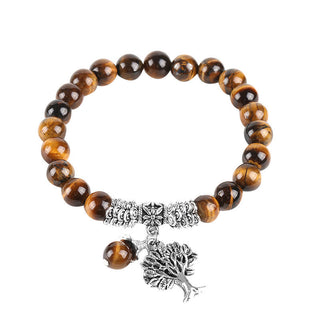 Buddha Gift Natural Gemstone Tree of Life Lucky Charm Stretch Bracelet