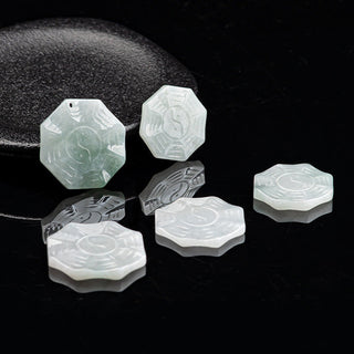 Buddha Gift Natural Jade Bagua Yin Yang Luck Necklace Pendant