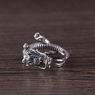 Buddha Gift 925 Sterling Silver Dragon Luck Protection Ring