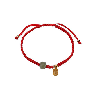 Buddha Gift 925 Sterling Silver Hetian Jade Blessing Wealth Red String Bracelet