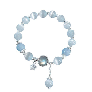 Buddha Gift Cat's Eye Moonstone Butterfly Star Charm Support Bracelet