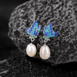 Buddha Gift 925 Sterling Silver Pearl Butterfly Healing Necklace Pendant Earrings Ring