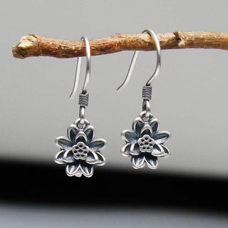Buddha Gift 925 Sterling Silver Lotus Flower Enlightenment Earrings