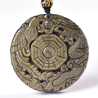 Buddha Gift Golden Obsidian Healing Energy Necklace Pendant