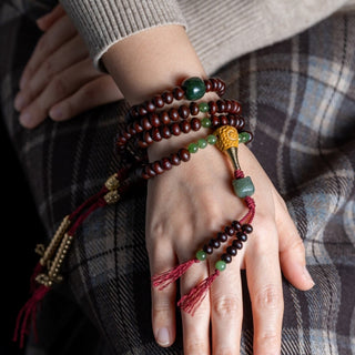 Buddha Gift Natural Tibet 108 Mala Beads Purple Bodhi Seed Hetian Cyan Jade Copper Dorje Peace Bracelet