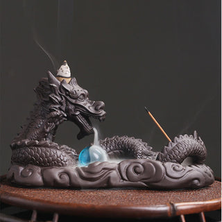 Buddha Gift Dragon Playing Ball Flower Protection Incense Burner Decoration