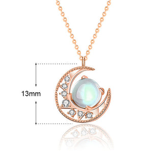 Buddha Gift 925 Sterling Silver Moonstone Moon Pattern Love Necklace Pendant