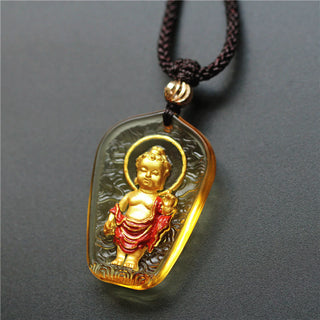 Buddha Gift Tibetan Buddha Liuli Crystal Serenity Necklace Pendant