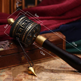Buddha Gift Tibetan Prayer Wheel Six True Words Copper Meditation Decoration