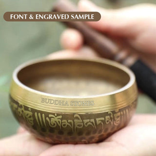 Buddha Gift Tibetan Sound Bowl Handcrafted for Yoga and Meditation Singing Bowl Set