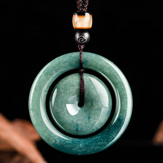 Buddha Gift Natural Round Jade Peace Buckle Luck Prosperity Necklace Pendant