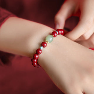 Buddha Gift Cinnabar Green Aventurine Fortune Luck Bracelet
