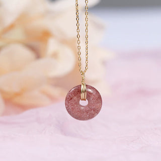 Buddha Gift 925 Sterling Silver Strawberry Quartz Healing Positive Necklace