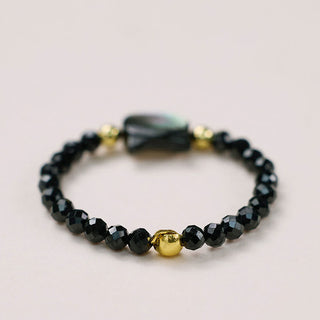 Buddha Gift Natural Tridacna Stone Lovely Cat 14K Gold Blessing Ring