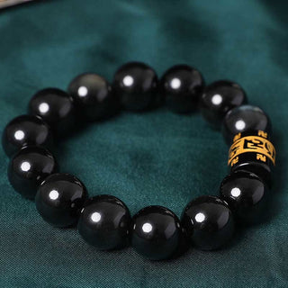 Buddha Gift Rainbow Obsidian Om Mani Padme Hum Swastika Positive Bracelet