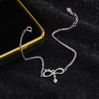 Buddha Gift Year Of The Dragon 999 Sterling Silver Zircon Endless Knot Tail Charm Luck Protection Bracelet