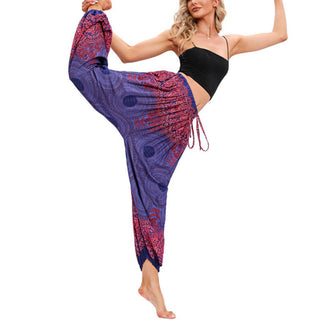 Buddha Gift Loose Circle-shaped Flowers Pattern Harem Trousers Women's Yoga Pants