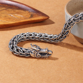 Buddha Gift 925 Sterling Silver Dragon Success Strength Bracelet Bangle