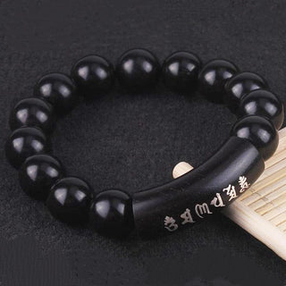 Buddha Gift 999 Sterling Silver Ebony Wood Om Mani Padme Hum Inlaid Balance Bracelet