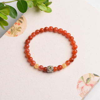 Buddha Gift 925 Sterling Silver Chinese Zodiac Natal Buddha Amulet Red Agate Amber Self-acceptance Bracelet