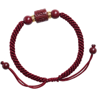 Buddha Gift Tibet Cinnabar Om Mani Padme Hum Engraved Blessing Braided Bracelet