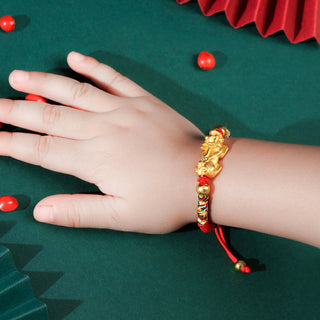 Buddha Gift 999 Sterling Silver PiXiu Wealth King Kong Knot String Braided Kids Child Bracelet