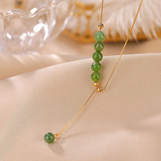 Buddha Gift 925 Sterling Silver Cyan Jade Beads Healing Necklace Pendant
