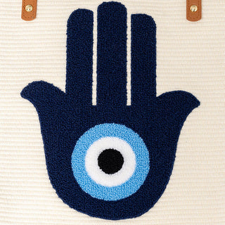 Buddha Gift Large Capacity Evil Eye Leaf Hamsa Tassel Canvas Tote Shoulder Bag