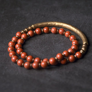 Buddha Gift Red Jasper Moss Agate Black Obsidian Crystal Copper Peace Couple Bracelet