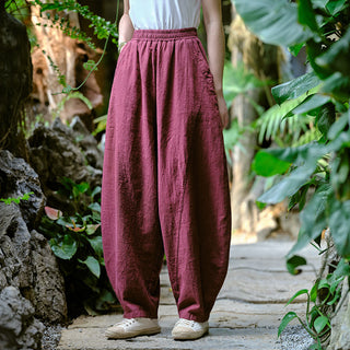 Buddha Gift Solid Color Loose Yoga Harem Pants With Pockets