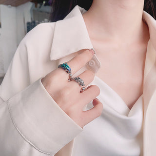 Buddha Gift 925 Sterling Silver Year Of The Dragon Luck Protection Adjustable Metal Ring