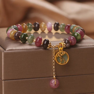 Buddha Gift Colorful Tourmaline Cute Flower Rabbit Charm Love Bracelet