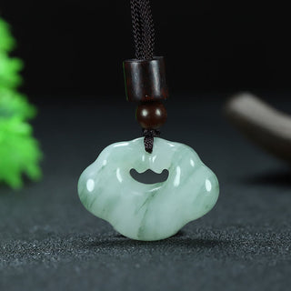 Buddha Gift Tianshan Jade Golden Silk Jade Chinese Lock Charm Abundance Necklace Pendant