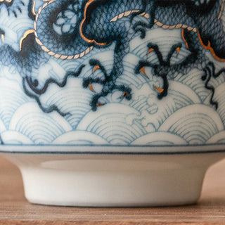 Buddha Gift Small Blue And White Dragon Pattern Ceramic Teacup Kung Fu Tea Cups 45ml