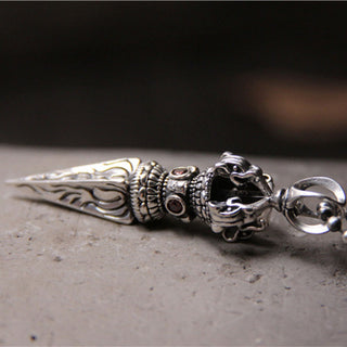 Buddha Gift 925 Sterling Silver Vajra Spiritual Power Necklace Pendant