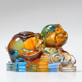 Buddha Gift Year of the Dragon Handmade 12 Chinese Zodiac Liuli Crystal Art Piece Protection Home Office Decoration