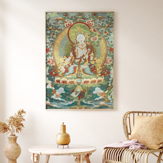 Buddha Gift Tibetan Embroidery White Tara Thangka Tapestry Wall Hanging Wall Art Meditation for Home Decor