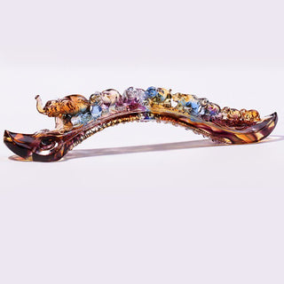 Buddha Gift Handmade Liuli Crystal Ruyi Elephant Art Piece Home Decoration With Crystal Base