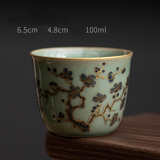 Buddha Gift Butterfly Flower Lotus Koi Fish Plum Blossom Ceramic Teacup Kung Fu Tea Cup 100ml
