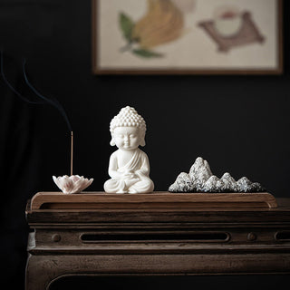 Buddha Gift Lotus Flower Tathagata Kwan Yin Avalokitesvara Ksitigarbha Meditation Ceramic Stick Incense Burner Decoration